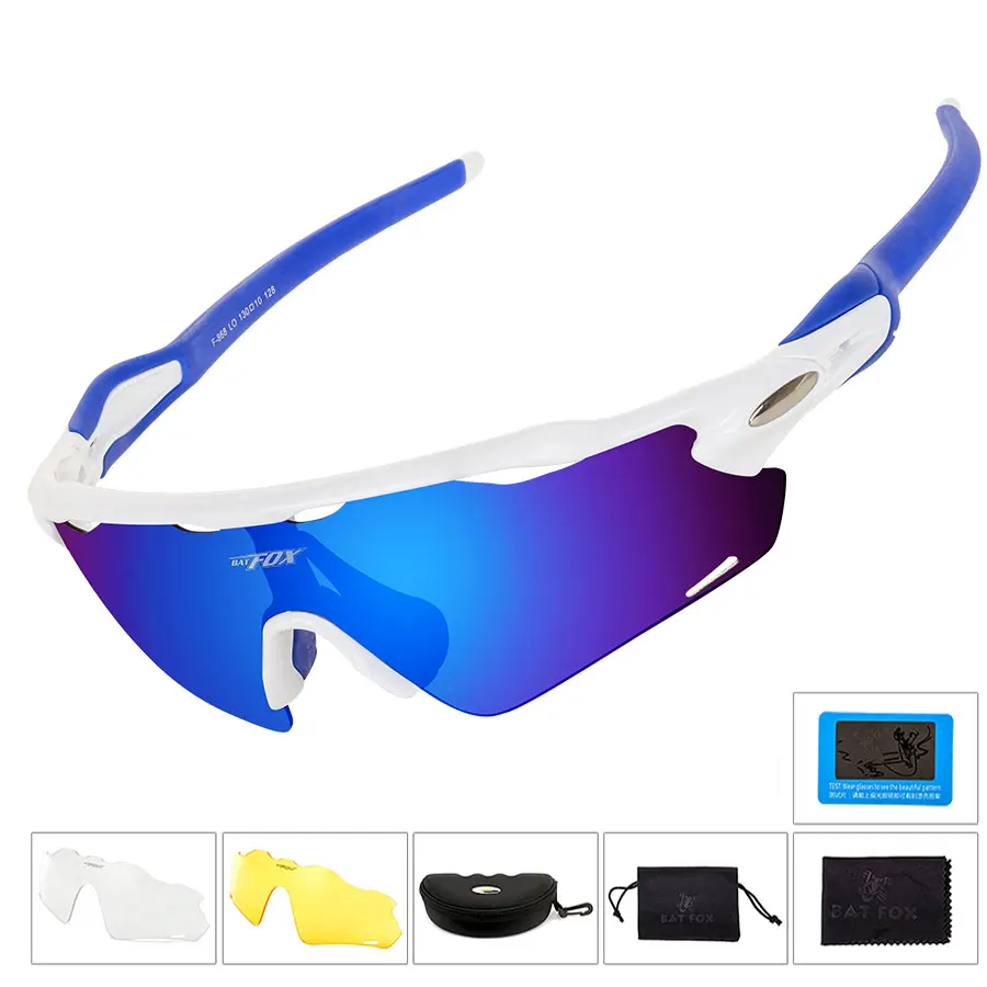 BATFOX, поляризационные спортивные мужские солнцезащитные очки, MTB, для шоссейного велоспорта, очки для горного велосипеда, для езды на велосипеде, защитные очки, синие - Цвет: A-868