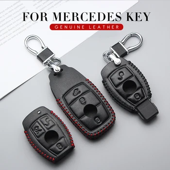 

Leather Car Key Case Fob Cover For Mercedes Benz CLASS E A B CLA AMG W203 W204 W205 W210 W211 W212 W213 W176 GLA CLK Accessories