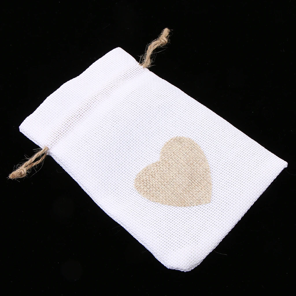 10pcs Burlap Jute Drawstring Pouch Gift Bags Sack Wedding Party Favors
