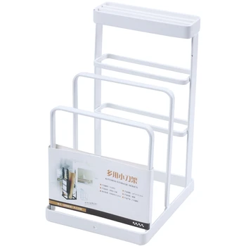 

Wrought Iron Kitchen Tool Knife Storage Rack Drain Rack Kitchen Cutting Board Storage Rack Vertical Tool Holder White
