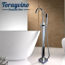 Ванная комната напольная стойка установленный кран для раковины в ванной полированная хромированная ванная душ с одной ручкой душ с ручной распыляющий смеситель набор