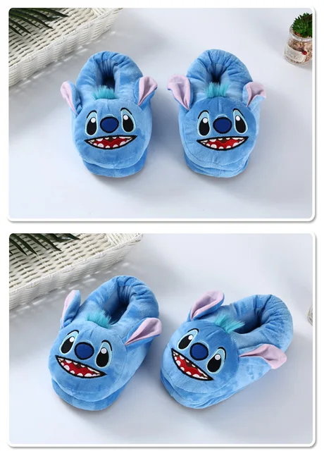 Disney Stitch Plush Toys Cute Stitch Clothing & Accessories Plush Stuff  Slippers For Home Cartoon Winter Shoes Child Adult Gifts