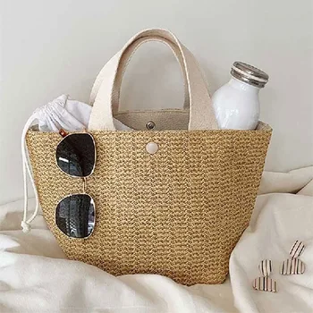 

Portable straw woven bag women 2020 new ins beach holiday summer idyllic woven bag