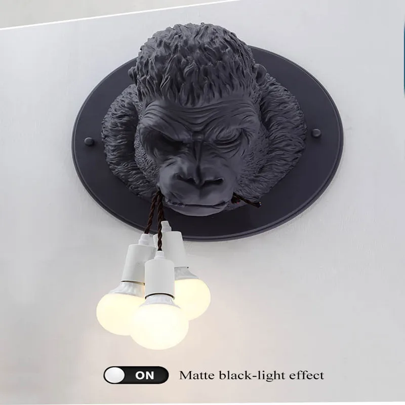 bedside wall lamps Modern Resin Led Wall Sconce Gorilla Lamp Retrohome Loft Bedroom Bathroom Bedside Home Decor Fixtures Luminaire Indoor Lighting wall lights indoor