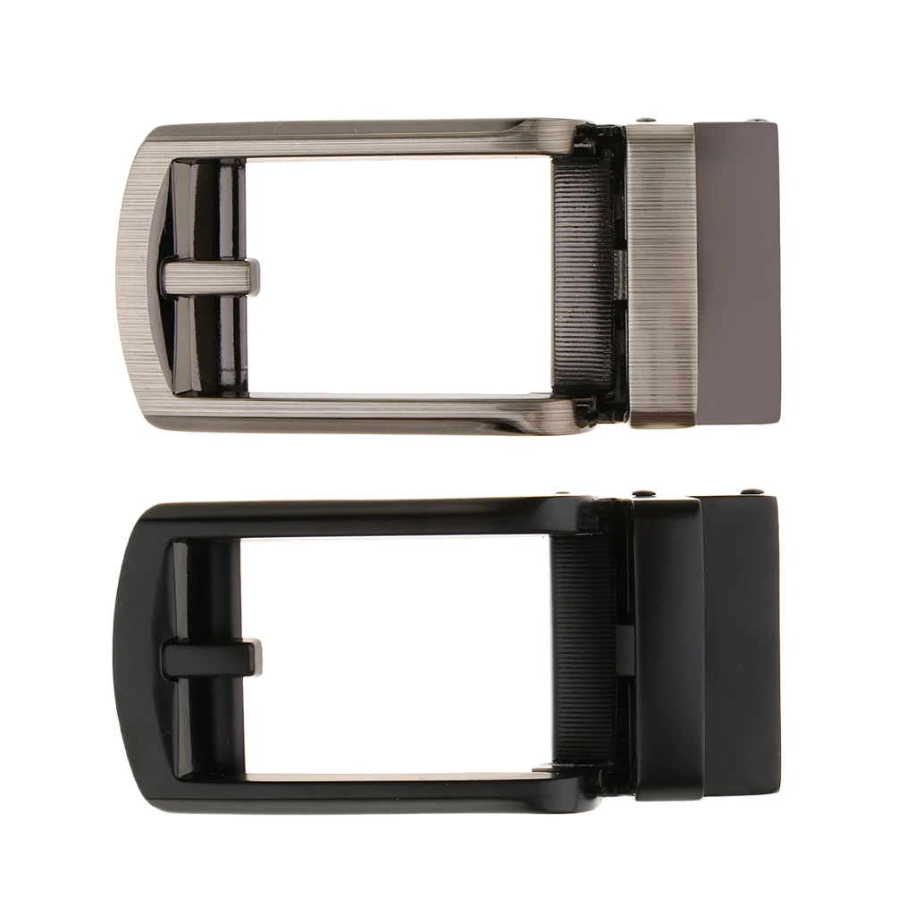 2 Pieces Ratchet Belt Buckle Only for Leather Belt Strap, Automatic Slide Click Buckle Replacement Supplies for Repair Making
