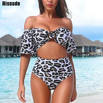 

Riseado Sexy High Waist Bikini Set Strapless Bikinis 2020 New Solid Beachwear Ruched Biquini Warp Swimsuit Women Bath Suits