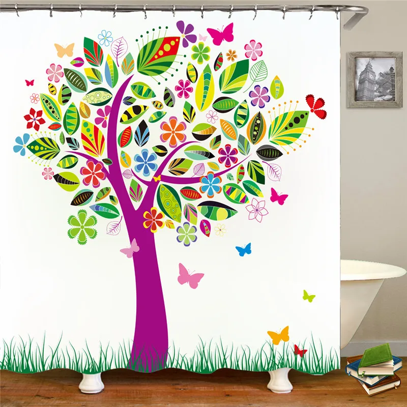 Bathroom shower curtain impression painting sketch tree print home decoration waterproof fabric shower curtain