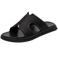 Высококачественные модные пляжные шлепанцы; мужские дизайнерские Вьетнамки; черные сандалии; роскошные мужские шлепанцы; нескользящие уличные тапочки; мужская обувь