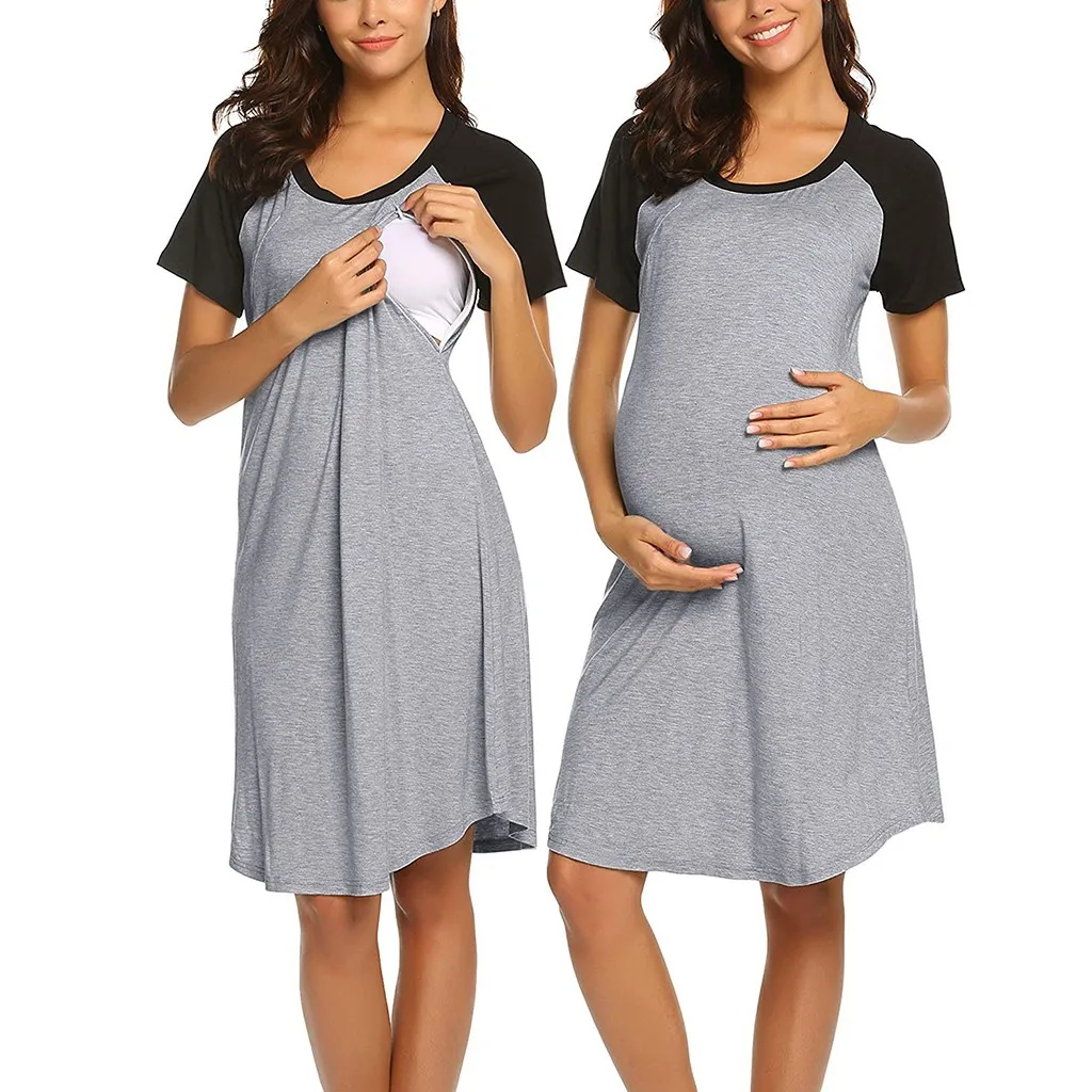 Женское платье для беременных; детская ночная рубашка для кормящих; ночная рубашка для грудного вскармливания; модная повседневная многофункциональная одежда для беременных
