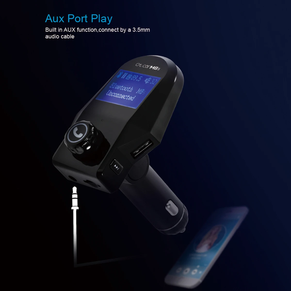 1 шт., fm-плеер, светодиодный дисплей, USB зарядка, многофункциональный плеер, свободные руки, Bluetooth, подключение USB, TF карта, MP3 плеер для автомобиля