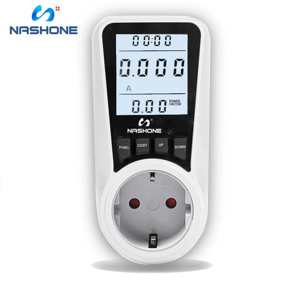Digital Wattmeter Ac Power Meter Electricy Consumption Energy Meter Eu Plug Socket Power