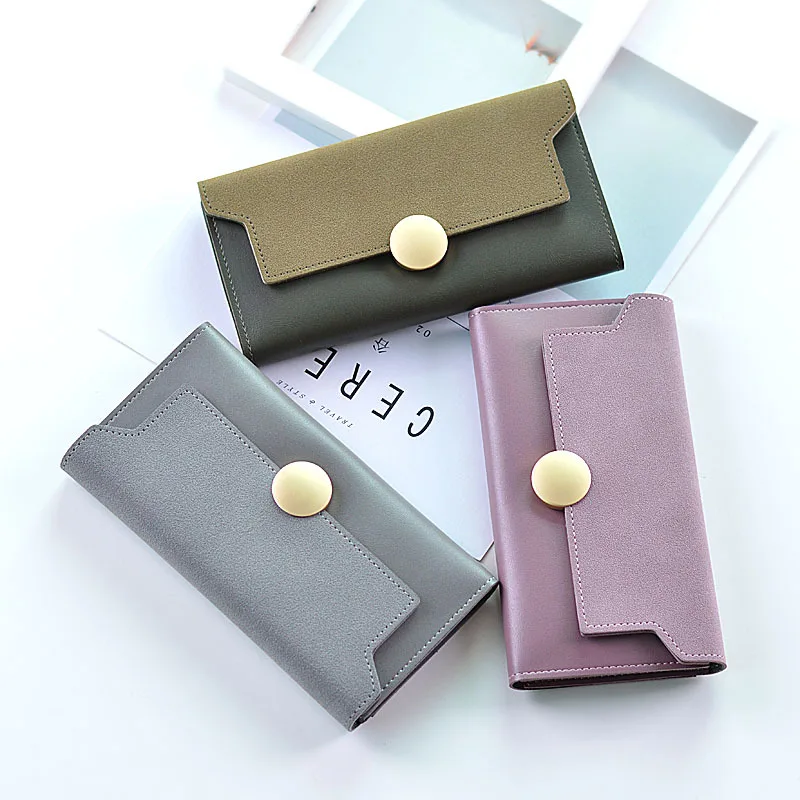 

Ladies Purse Money Bag Brand Leather Women Wallets High Quality Designer Button Long Wallet Women Card Holder Carteira Feminina