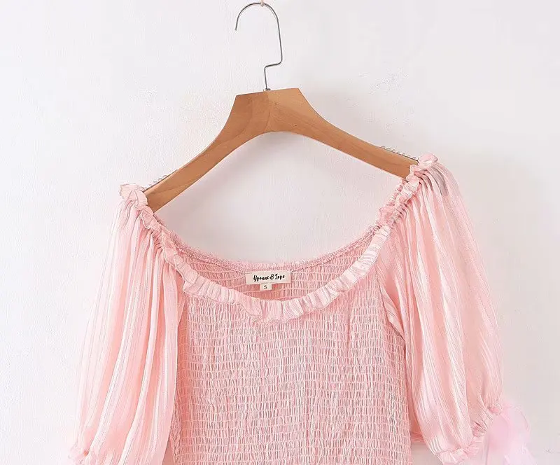 DEAT spring summer short puff sleeve ruffles short mini dress women MH403