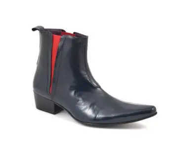 

Men's PU Brown Leather Red Wolf Claw Print Casual Chelsea Boots Zapatos De Hombre Botas Hombre Blancas TV187