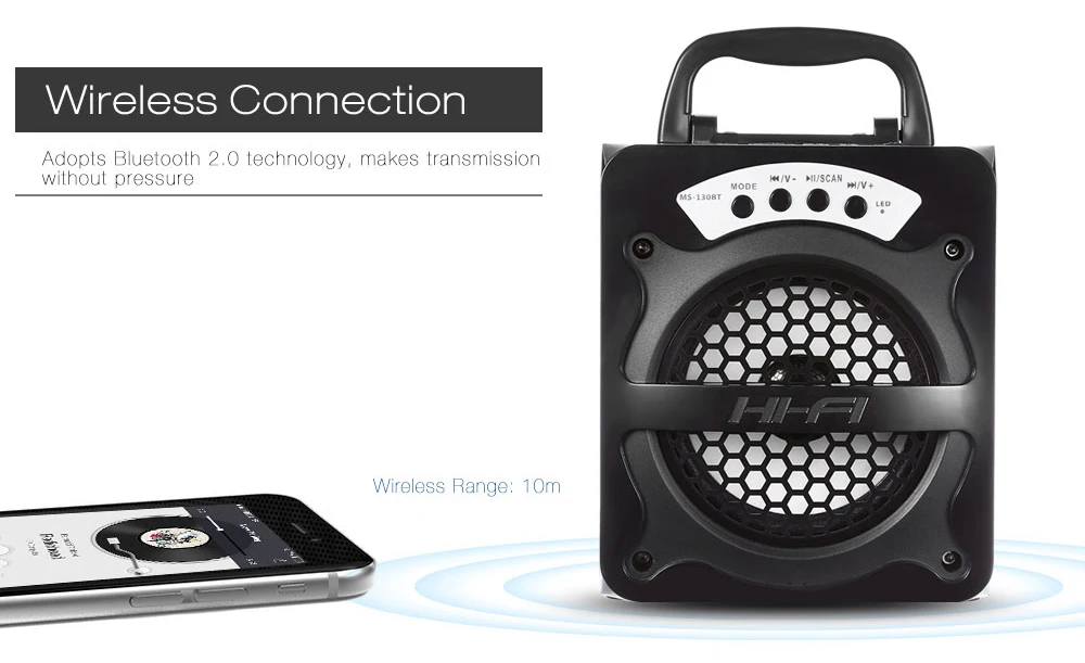 MS-130BT Bluetooth динамик портативный беспроводной плеер Поддержка TF карты AUX USB FM