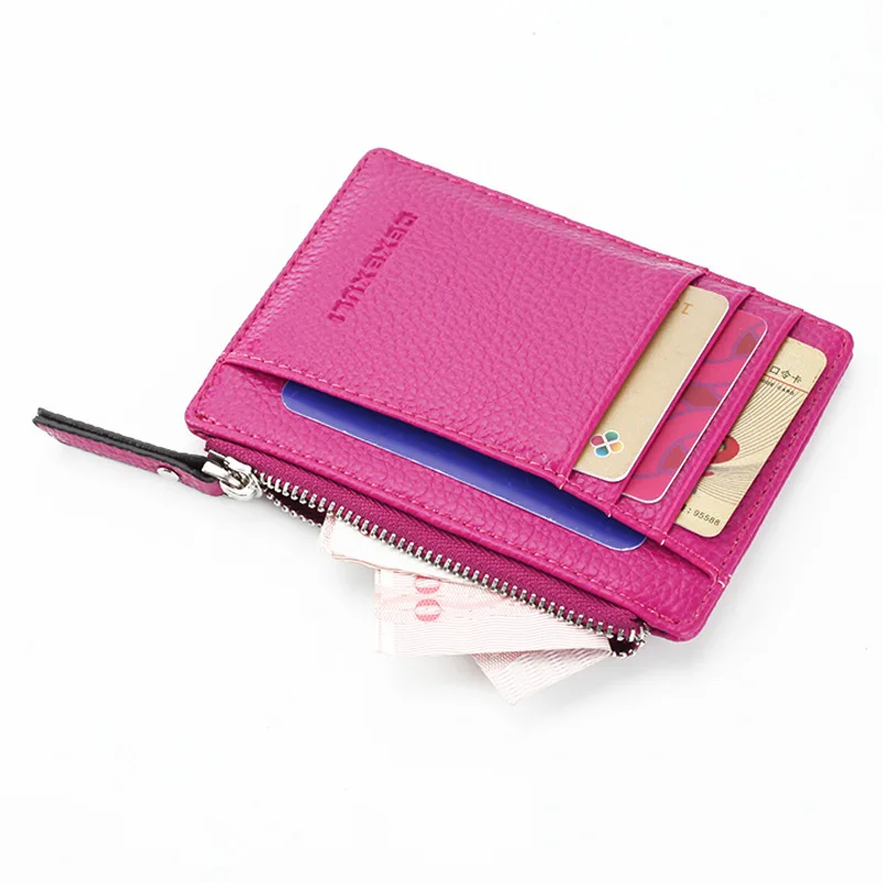 

Mini Leather Wallet Credit ID Cards Holders Zipper Men Women Multifunction Currency Exchange Case Purse Keyring Coin Bag SS7518