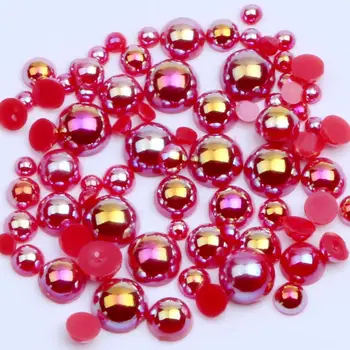 

Resin Beads 3mm Glue On 10000pcs/lot AB Colors Imitation Crafts Half Round Pearls For Jewelry Making Accessories