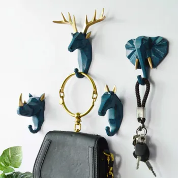 

Wall Hanging Hook Vintage Deer Head Antlers elephant key holder Hanging over the door Cap Display Racks Coat Hanger Room Decor