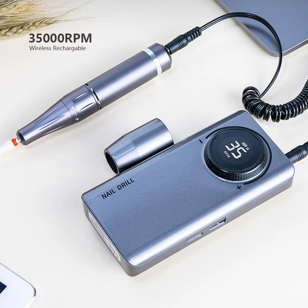 

2020 New Manicure Nail Art Rechargeable 35,000RPM Electric Nail Drill File Machine Mill Cutter Sets Apparatus Gel Nails Polisher