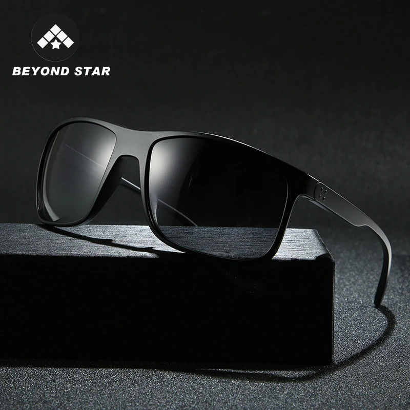 

BEYONDSTAR NEW TR90 Ultra-light Frame Polarised Sun Glasses Men Fashion Square Man Black Sunglasses Lentes De Sol Hombre TR9150
