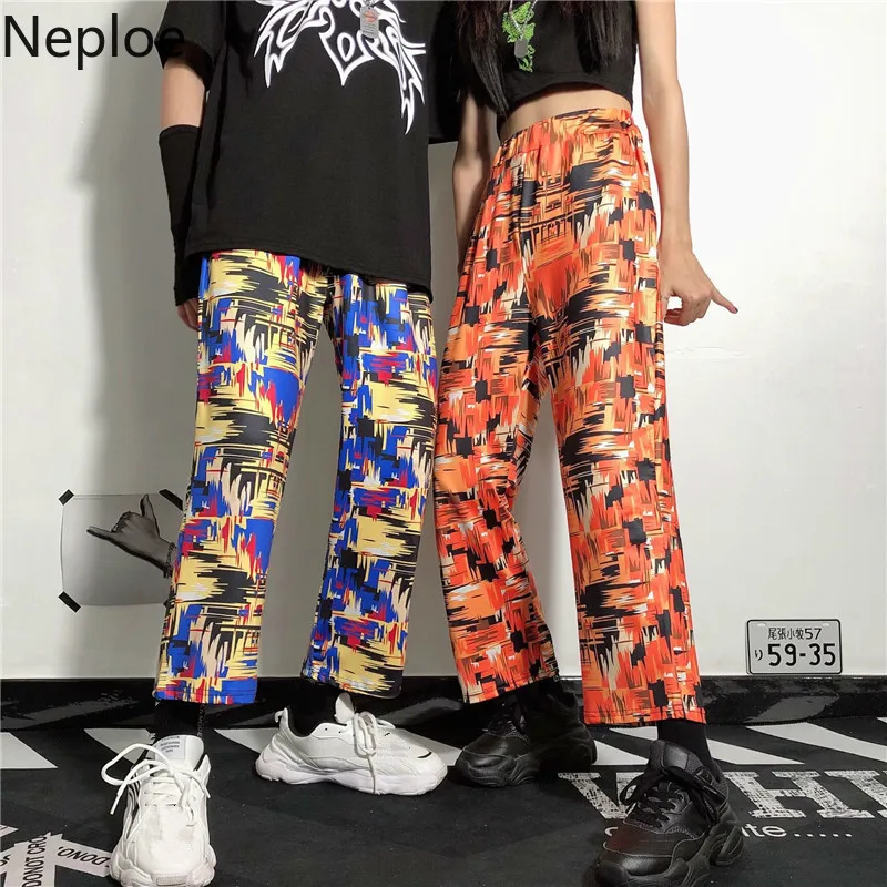 

Neploe Punk Harajuku Straight Pants Women Men Contrast Color Loose Pants Hip Hop Streetwear High Waist Trousers Pantalones 90544