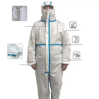 

Protective Clothing Laminated Gown Elastic Wristband Boots And Hoods Protective Clothing With Caps Ankle Boots