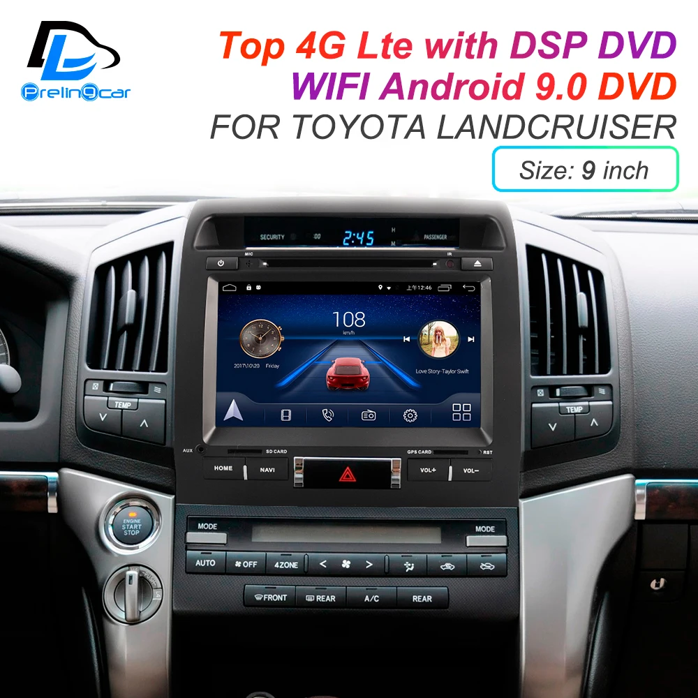 Cheap IPS  touch screen DSP Android 9.0 2 DIN 4g Lte radio For TOYOTA Land Cruiser 2015-2017 years GPS DVD player stereo navigation 2