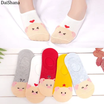 

5Pairs Spring New Arrivl Cartoon Thin Women Socks Casual Animal Fashion Funny Short Women Cotton Sock Girl Sock Boat Socks 35-40
