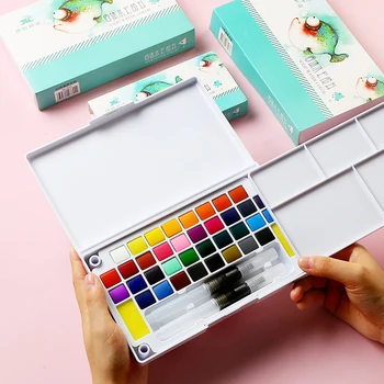

12/24/36 Watercolor Palette Solid Portable Pigment Watercolor Paints Set With Water Color Brush Pen For Painting Art Supplie