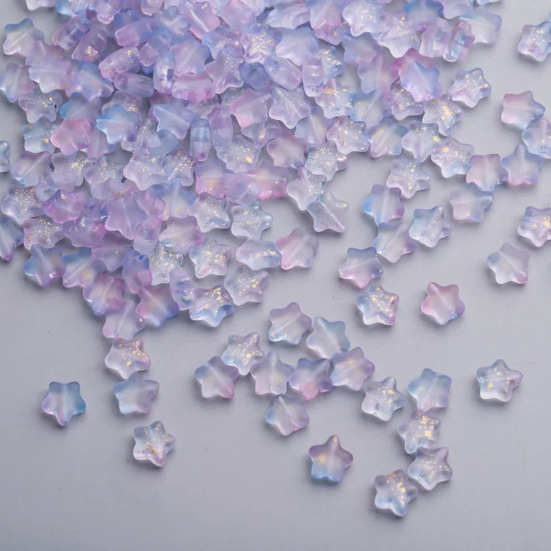 Glass Beads 50PC/lot 8mm Frosted Gradient Color Star Beads Czech Glass Loose Spacer Beads for Jewelry Making Handmade Diy Accessories