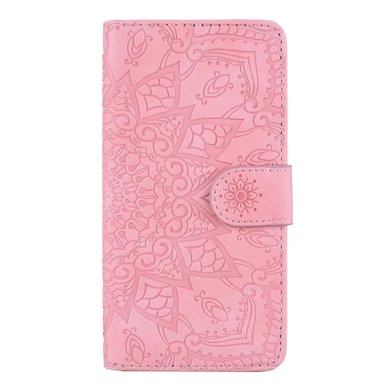 Чехол с мандалой для samsung Galaxy Note 10 Plus S10 S10e S9 S8 Чехол кожаный флип матовый рельефный чехол для samsung Note10 S 10 9 - Цвет: Розовый