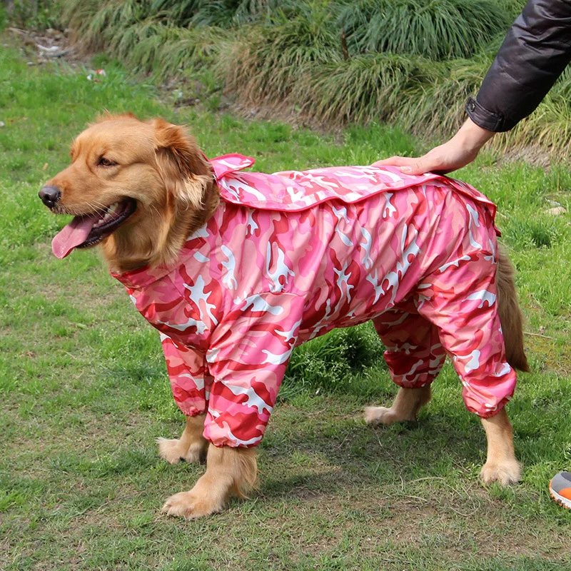 Large Dog Raincoat Clothes Waterproof Rain Jumpsuit For Big Medium Small Dogs Golden Retriever