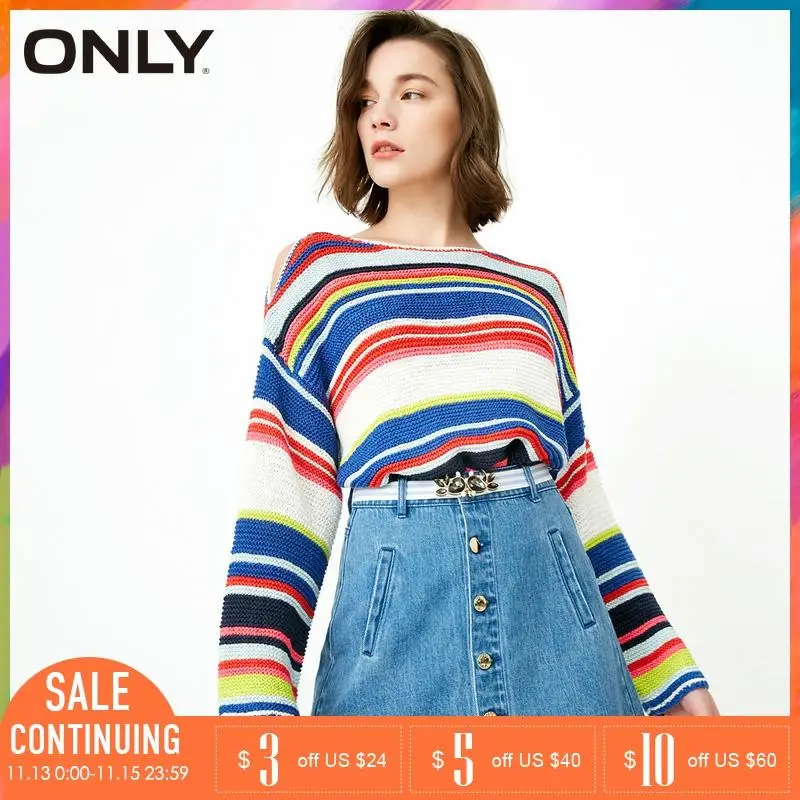 Только 2019 весна лето новый женский свободный крой цветные полосы вязать | 118124553