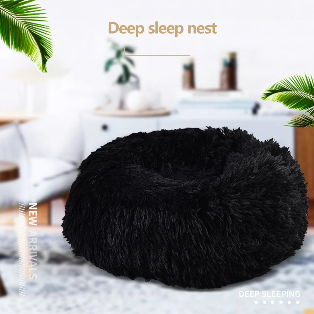 Super Soft Pet Bed Kennel Dog Round Cat Winter Warm Sleeping Bag Long Plush Large Puppy Cushion pet bed