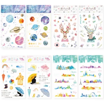 

2 Sheets /Pack Planets Scenery Diamond Deer Adhensive Stickers DIY Decoration Stickers Sealing Paste Stick Label
