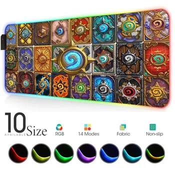 

Hearthstone Unique Led Mouse Pad Gamer Play Mat with Backlight Slipmat Rgb Carpet Office Mice Pad Desk Accessories Gaming Mat
