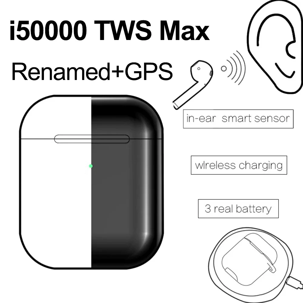

Original i50000 Tws Matte Black Super Copy 1:1 Air 2 H1 W1 Bluetooth Earphones Support Renamed + GPS pk i200 i1000 i9000 TWS