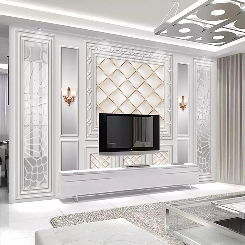 

Drop Shipping Custom Photo Mural Wallpaper European Style 3D Embossed Leather Soft Bag Sofa TV Wall Non-woven Wallpaper