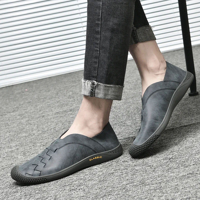 Мужские Нескользящие мягкие мокасины из натуральной кожи светильник дышащие для