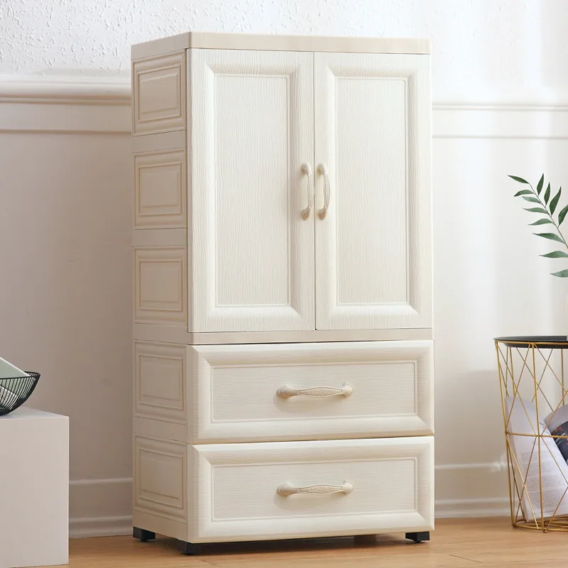 

Wardrobe for Children Double Door Drawer-type Storage Cabinets Multilayer Plastic Storage Cabinet Baby Wardrobe Infant Organizin