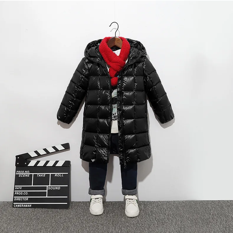 Girl Clothing Long Down Clothes Winter Boys Down Jacket Kids Warm Light Hooded Coats Teen Outerwear Parka Coat