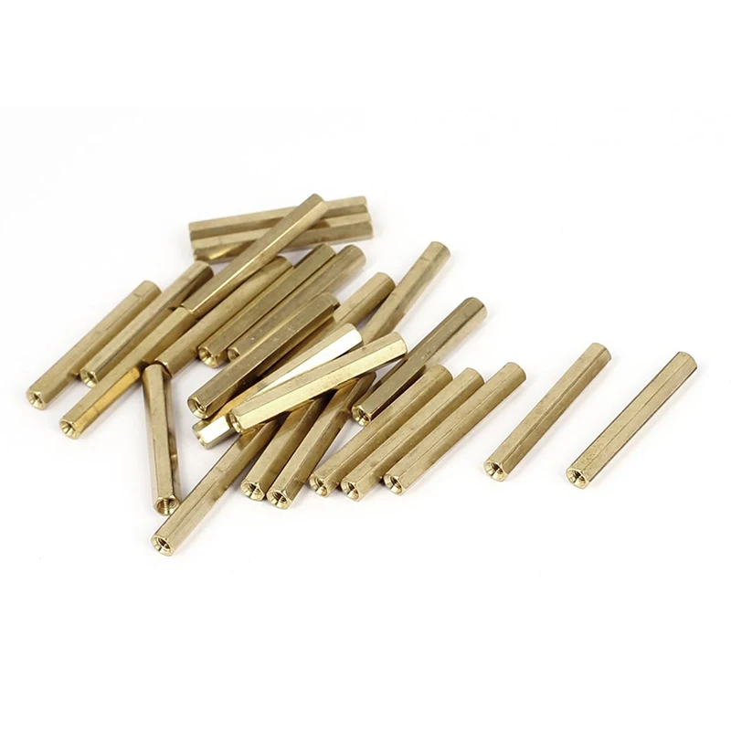 

FashionM3 x 35mm Female Threaded Brass Hex Standoff Pillar Spacer Nut 25pcs