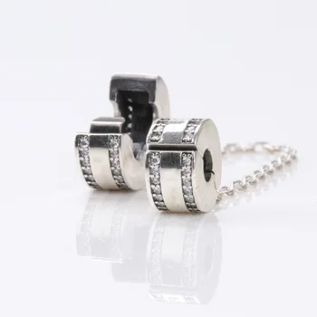

Vintage Beads Charm Sparkling Lock Your Love Safety Chain Charms Fit Original Bracelets Women Diy Jewelry