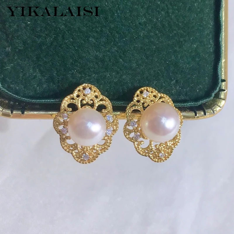 

YIKALAISI 7-8mm Round Natural Freshwater Pearl Earrings For Women 925 Sterling Silver Earrings Jewelry New Arrivals Wholesales