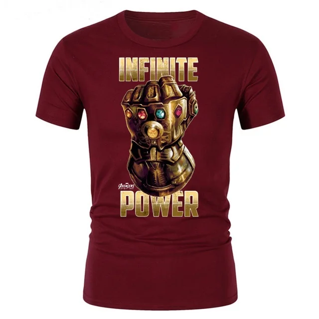 

Marvel men's T-Shirt Infinite War 4 EndGame Power Tshirt Gold Thanos Gauntlets youth Skateboard short sleeve Tops mens T shirts