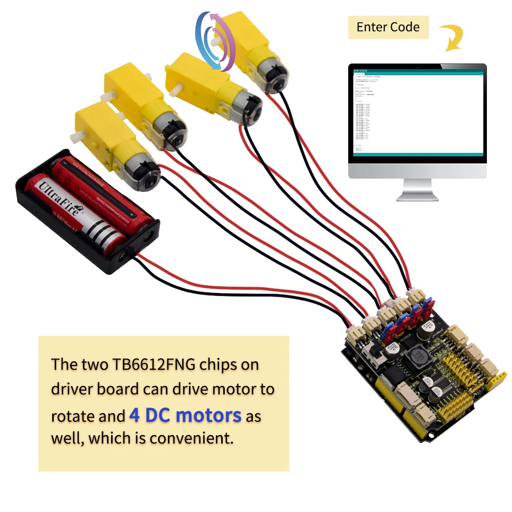 Keyestudio 4WD TB6612 Motor Driver Shield Board for Arduino Robot Car Programming Kit