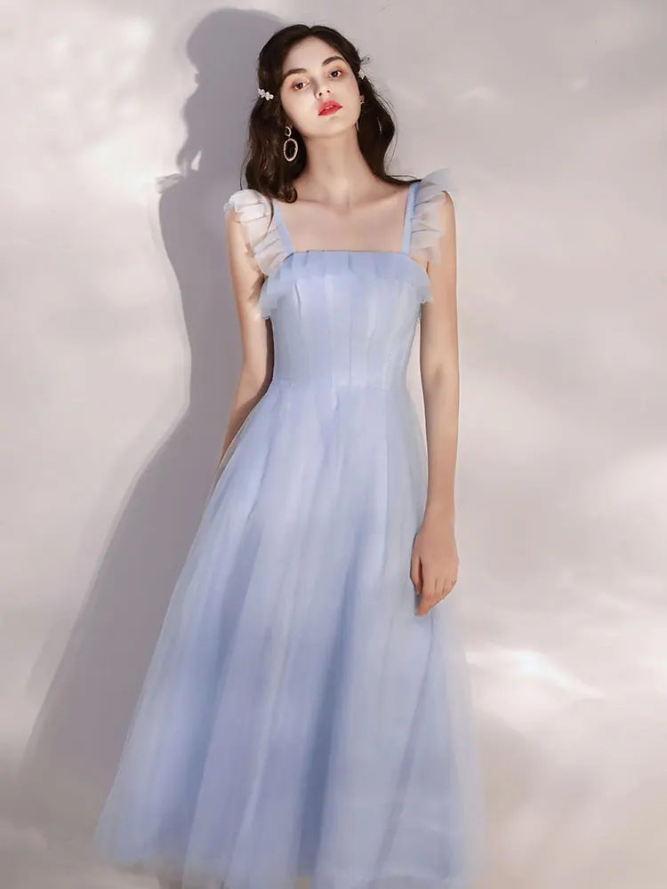 Новинка размера плюс vestido de festa длинное вечернее платье для невесты для вечеринки, выпускного вечера, длинное платье, мягкое Тюлевое плиссированное платье длиной до середины икры