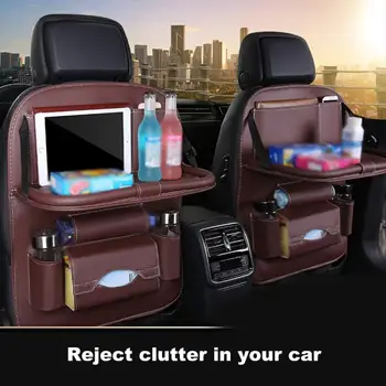 

1pc New Car Seat Back Bag Folding Table Organizer Pad Drink Chair Storage Pocket Box Storage Bag For Most Cars Trucks And SUVs