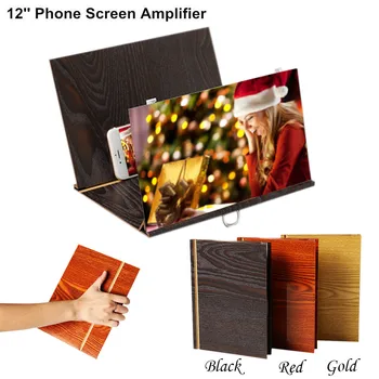 

Mobile Video Screen Magnifier 3D Phone Screen Magnifier Stereoscopic Amplifying 12 Inch Desktop Wood Bracket