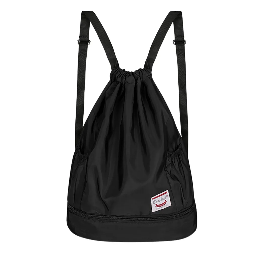 5# Женская нейлоновая сумка для фитнеса, рюкзак с завязками, спортивная сумка, рюкзак для путешествий, женский рюкзак на плечо - Цвет: Black